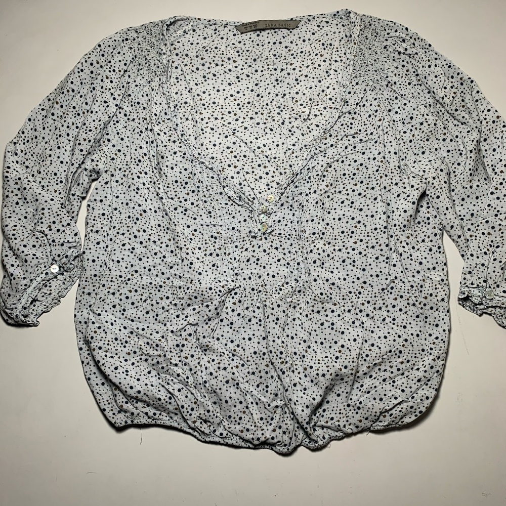 ZARA BASIC 3/4 Sleeve Cropped Blouse